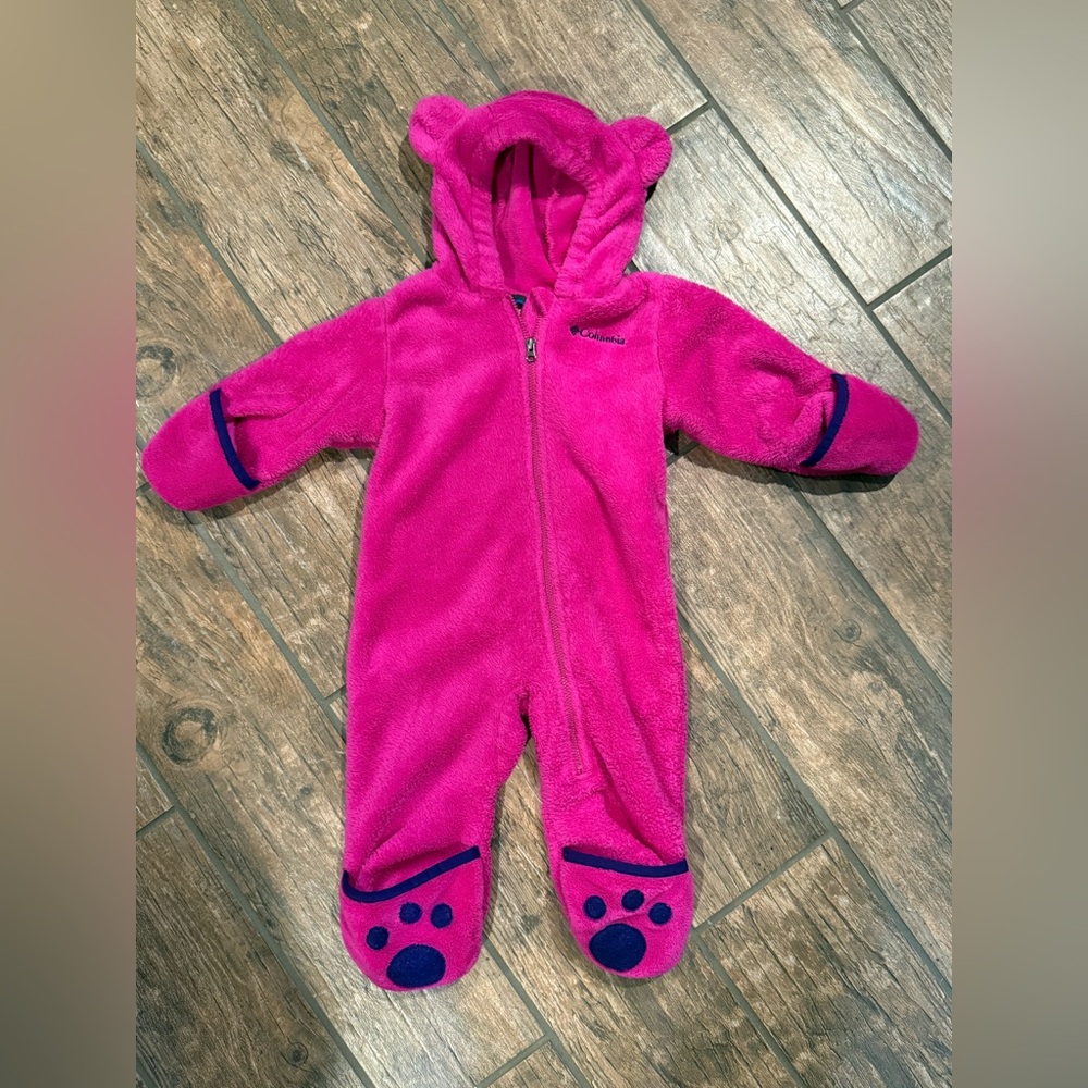 Columbia Fuchsia Fleece Footed Onesie